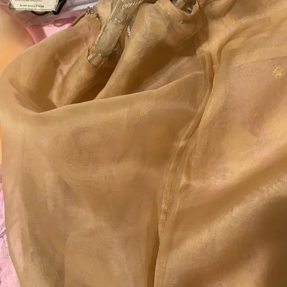 CAROLINA HERRERA silk champagne gold Mix media short sleeves, long gown - Picture 15 of 15